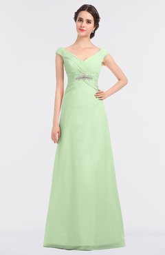 ColsBM Nadia Pale Green Elegant A-line Short Sleeve Zip up Floor Length Beaded Bridesmaid Dresses