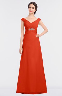 ColsBM Nadia Persimmon Elegant A-line Short Sleeve Zip up Floor Length Beaded Bridesmaid Dresses