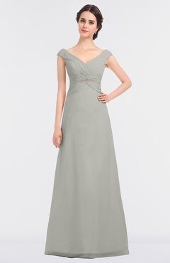 ColsBM Nadia Platinum Elegant A-line Short Sleeve Zip up Floor Length Beaded Bridesmaid Dresses