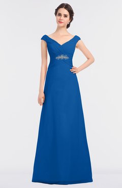 ColsBM Nadia Royal Blue Elegant A-line Short Sleeve Zip up Floor Length Beaded Bridesmaid Dresses