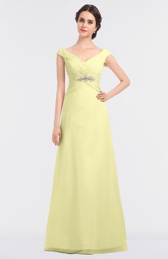 ColsBM Nadia Wax Yellow Elegant A-line Short Sleeve Zip up Floor Length Beaded Bridesmaid Dresses