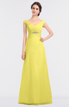 ColsBM Nadia Yellow Iris Elegant A-line Short Sleeve Zip up Floor Length Beaded Bridesmaid Dresses
