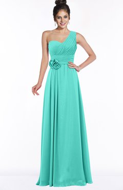ColsBM Tegan Blue Turquoise Modern Sleeveless Zip up Chiffon Floor Length Flower Bridesmaid Dresses