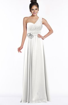 ColsBM Tegan Cloud White Modern Sleeveless Zip up Chiffon Floor Length Flower Bridesmaid Dresses