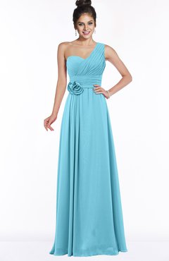 ColsBM Tegan Light Blue Modern Sleeveless Zip up Chiffon Floor Length Flower Bridesmaid Dresses