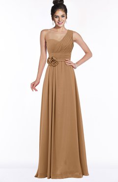 ColsBM Tegan Light Brown Modern Sleeveless Zip up Chiffon Floor Length Flower Bridesmaid Dresses