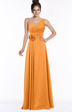 ColsBM Tegan Orange Modern Sleeveless Zip up Chiffon Floor Length Flower Bridesmaid Dresses