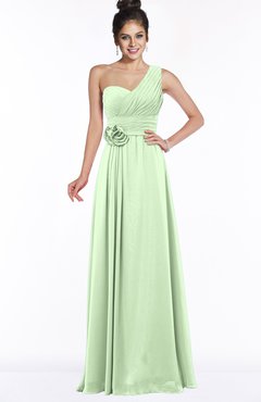 ColsBM Tegan Pale Green Modern Sleeveless Zip up Chiffon Floor Length Flower Bridesmaid Dresses