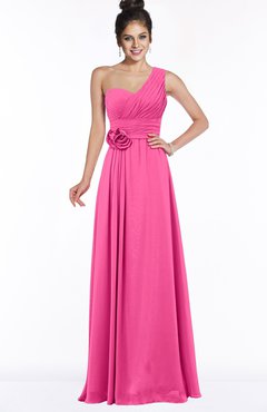 ColsBM Tegan Rose Pink Modern Sleeveless Zip up Chiffon Floor Length Flower Bridesmaid Dresses