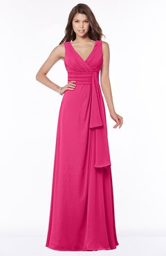 ColsBM Giselle Fuschia Gorgeous A-line V-neck Sleeveless Half Backless Pick up Bridesmaid Dresses
