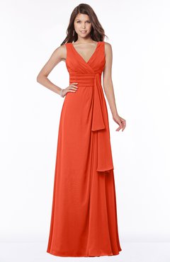 ColsBM Giselle Persimmon Gorgeous A-line V-neck Sleeveless Half Backless Pick up Bridesmaid Dresses