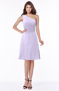 ColsBM Lilyana Light Purple Romantic One Shoulder Chiffon Knee Length Pleated Bridesmaid Dresses