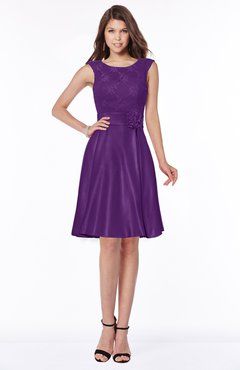 ColsBM Dulce Amaranth Purple Gorgeous Scoop Sleeveless Knee Length Flower Bridesmaid Dresses