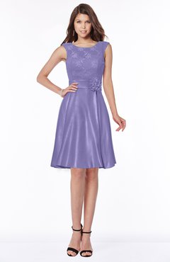 ColsBM Dulce Aster Purple Gorgeous Scoop Sleeveless Knee Length Flower Bridesmaid Dresses