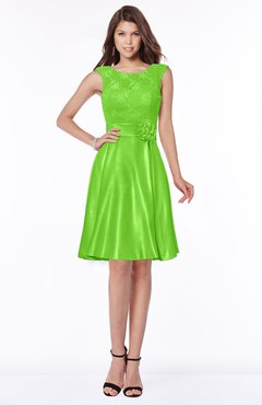 ColsBM Dulce Classic Green Gorgeous Scoop Sleeveless Knee Length Flower Bridesmaid Dresses
