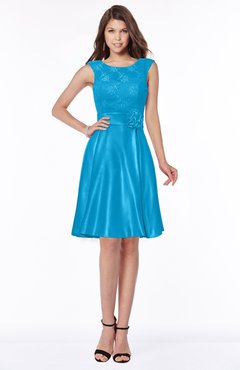 ColsBM Dulce Cornflower Blue Gorgeous Scoop Sleeveless Knee Length Flower Bridesmaid Dresses