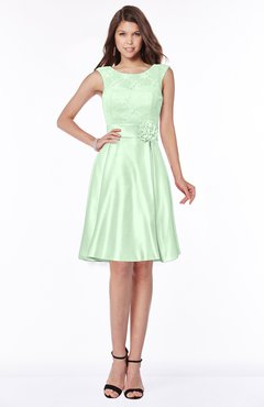ColsBM Dulce Light Green Gorgeous Scoop Sleeveless Knee Length Flower Bridesmaid Dresses