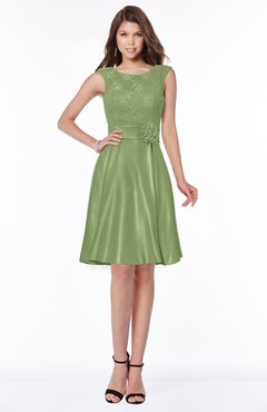 ColsBM Dulce Moss Green Gorgeous Scoop Sleeveless Knee Length Flower Bridesmaid Dresses