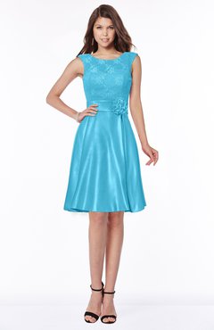 ColsBM Dulce River Blue Gorgeous Scoop Sleeveless Knee Length Flower Bridesmaid Dresses