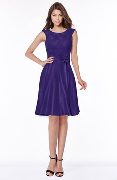 ColsBM Dulce Royal Purple Gorgeous Scoop Sleeveless Knee Length Flower Bridesmaid Dresses