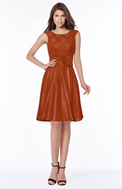 ColsBM Dulce Rust Gorgeous Scoop Sleeveless Knee Length Flower Bridesmaid Dresses