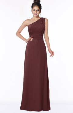 ColsBM Adalyn Burgundy Mature Sheath Sleeveless Half Backless Chiffon Ruching Bridesmaid Dresses