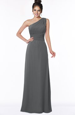 ColsBM Adalyn Grey Mature Sheath Sleeveless Half Backless Chiffon Ruching Bridesmaid Dresses