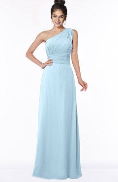 ColsBM Adalyn Ice Blue Mature Sheath Sleeveless Half Backless Chiffon Ruching Bridesmaid Dresses