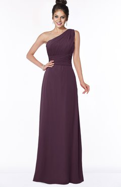 ColsBM Adalyn Plum Mature Sheath Sleeveless Half Backless Chiffon Ruching Bridesmaid Dresses