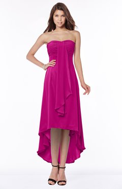 ColsBM Faith Hot Pink Plain A-line Sleeveless Zip up Chiffon Pick up Bridesmaid Dresses