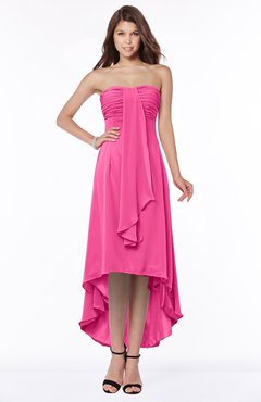ColsBM Faith Rose Pink Plain A-line Sleeveless Zip up Chiffon Pick up Bridesmaid Dresses