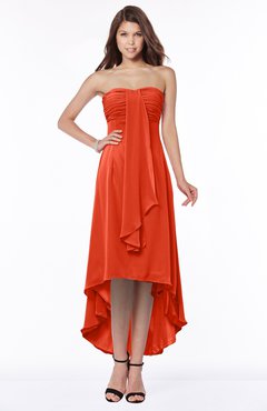 ColsBM Faith Tangerine Tango Plain A-line Sleeveless Zip up Chiffon Pick up Bridesmaid Dresses
