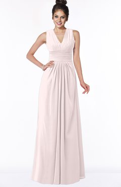 ColsBM Isla Angel Wing Elegant V-neck Sleeveless Chiffon Floor Length Ruching Bridesmaid Dresses