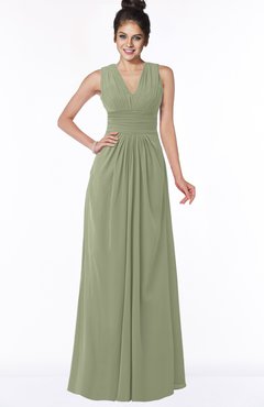 ColsBM Isla Bog Elegant V-neck Sleeveless Chiffon Floor Length Ruching Bridesmaid Dresses