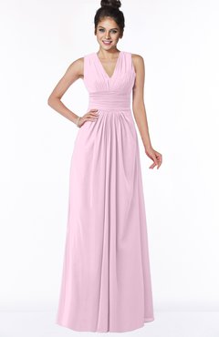 ColsBM Isla Fairy Tale Elegant V-neck Sleeveless Chiffon Floor Length Ruching Bridesmaid Dresses