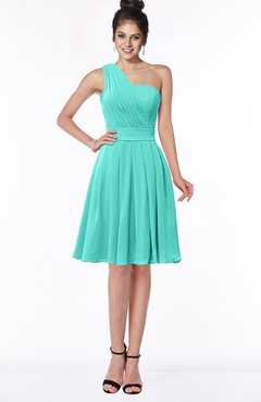 ColsBM Sophia Blue Turquoise Cute A-line Sleeveless Chiffon Ruching Bridesmaid Dresses