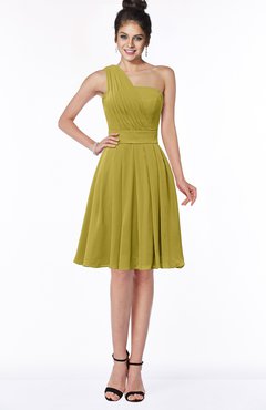 ColsBM Sophia Golden Olive Cute A-line Sleeveless Chiffon Ruching Bridesmaid Dresses