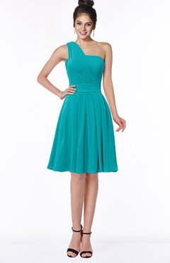 ColsBM Sophia Peacock Blue Cute A-line Sleeveless Chiffon Ruching Bridesmaid Dresses