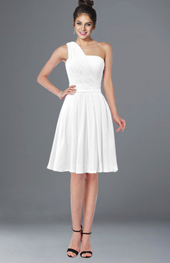 ColsBM Sophia White Cute A-line Sleeveless Chiffon Ruching Bridesmaid Dresses