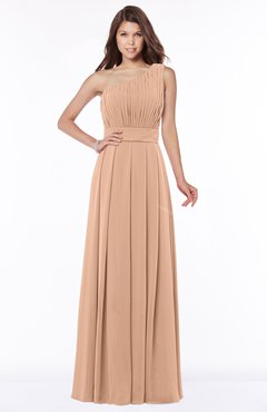 ColsBM Adeline Almost Apricot Gorgeous A-line One Shoulder Zip up Floor Length Pleated Bridesmaid Dresses