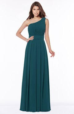 ColsBM Adeline Blue Green Gorgeous A-line One Shoulder Zip up Floor Length Pleated Bridesmaid Dresses