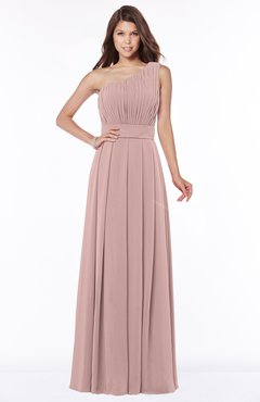 ColsBM Adeline Blush Pink Gorgeous A-line One Shoulder Zip up Floor Length Pleated Bridesmaid Dresses