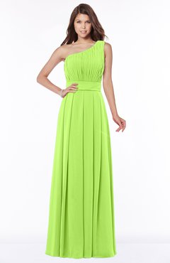 ColsBM Adeline Bright Green Gorgeous A-line One Shoulder Zip up Floor Length Pleated Bridesmaid Dresses