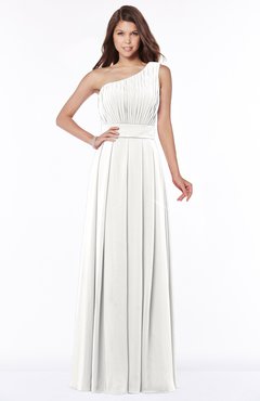 ColsBM Adeline Cloud White Gorgeous A-line One Shoulder Zip up Floor Length Pleated Bridesmaid Dresses