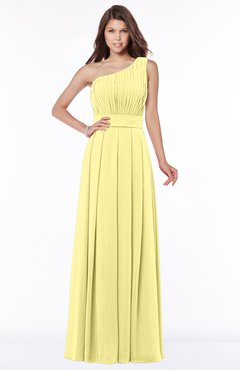 ColsBM Adeline Daffodil Gorgeous A-line One Shoulder Zip up Floor Length Pleated Bridesmaid Dresses