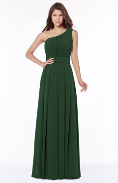 ColsBM Adeline Hunter Green Gorgeous A-line One Shoulder Zip up Floor Length Pleated Bridesmaid Dresses