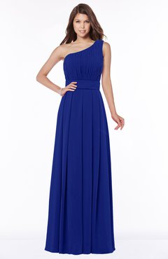 ColsBM Adeline Nautical Blue Gorgeous A-line One Shoulder Zip up Floor Length Pleated Bridesmaid Dresses
