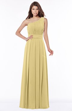 ColsBM Adeline New Wheat Gorgeous A-line One Shoulder Zip up Floor Length Pleated Bridesmaid Dresses