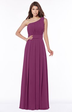 ColsBM Adeline Raspberry Gorgeous A-line One Shoulder Zip up Floor Length Pleated Bridesmaid Dresses