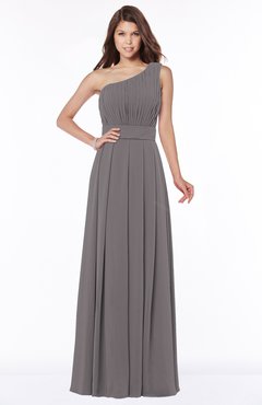 ColsBM Adeline Ridge Grey Gorgeous A-line One Shoulder Zip up Floor Length Pleated Bridesmaid Dresses